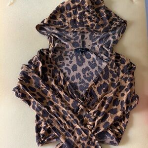 Express Leopard Print Hoodie Wrap Shrug (XS -New)